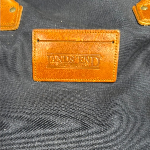 Lands' End Navy and Tan Duffel with Timeless Design. 20x10x8 - Picture 2 of 4
